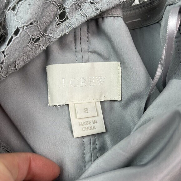 J Crew Pamela lace Maxi Dress Sleeveless Leavers Gray Formal Size 8 - Picture 10 of 14